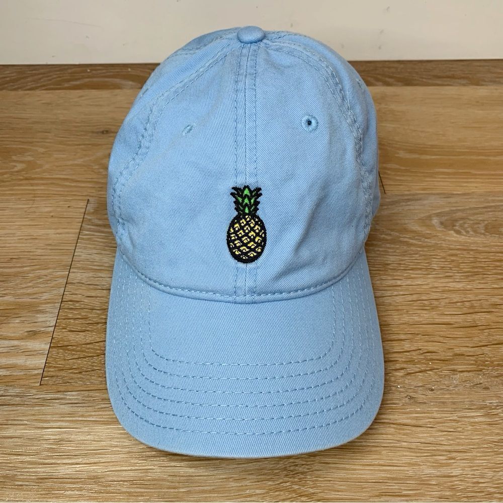 Light Blue Pineapple Embroidered Adjustable Strapback Hat